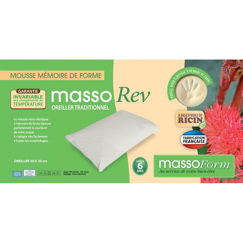 Confort du sommeil - Oreiller nomade 50x30 cm Confort du sommeil - Oreiller nomade 50x30 cm